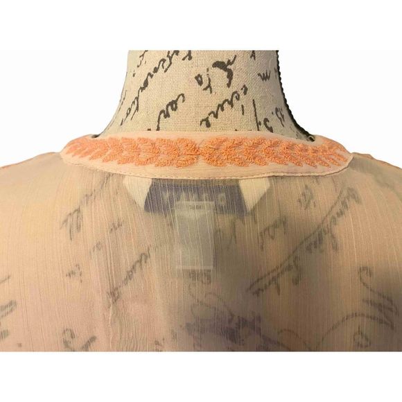 Peach Blouse with Delicate Coral inlaid stitching - Picture 6 of 16